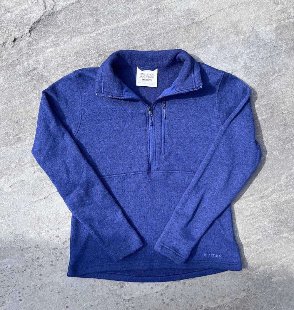 Marmot Mountain Works Drop Line 1/4 Zip Fleece Sweater Blue Pullover Medium